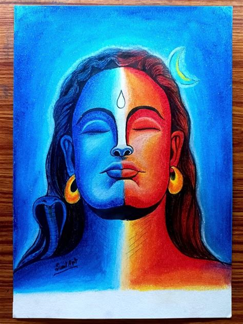 Adiyogi - Lord Shiva | Colorpencil | By Sunil Kumar | Exotic India Art