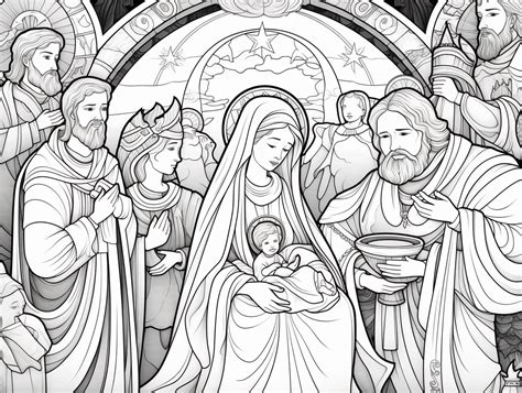 Holy Night Adult Coloring Coloring Page