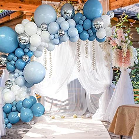 Blue White And Silver Balloon Garland Kit Pcs Blue White And