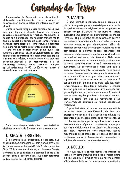 Atividades Sobre As Camadas Da Terra 3 Ano Librain