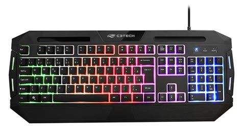 TECLADO GAMER USB KG 80BK LED RGB PRETO C3 TECH Em Porto Alegre