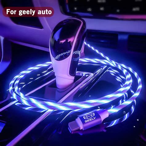 Led Light Glowing Wire Usb Type C Fast Charging Phone Charger For Geely