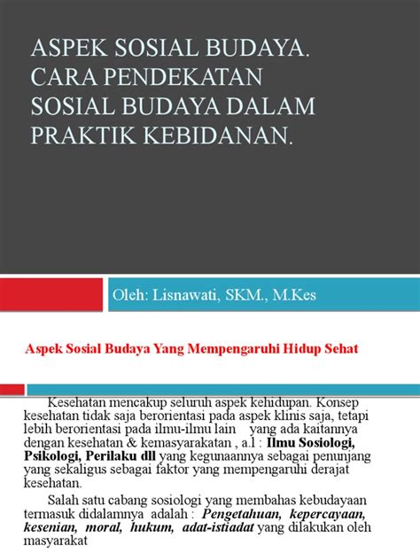 Pendekatan Sosial Budaya Dlm Kebidanan Pdf