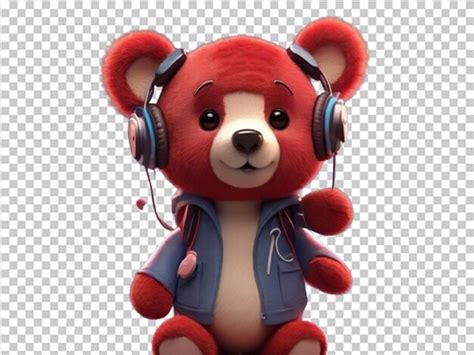 Premium PSD | A cute 3d cartoon red teddy bear