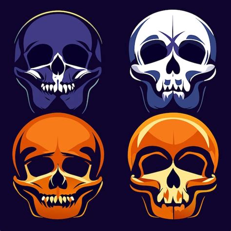 Conjunto conceptual de cuatro gráficos vectoriales de calaveras