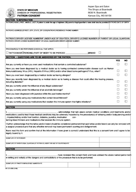 Tattoo Consent Form Template