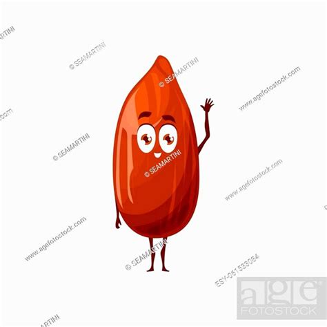 Peanut Emoticon Emoji With Kind Face Waving Hand Isolated Groundnut