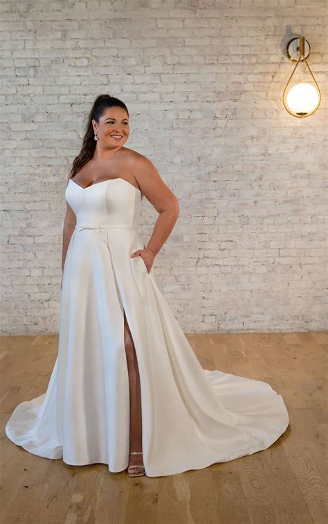 Plus Size Simple Silk A Line Wedding Dress True Society Bridal