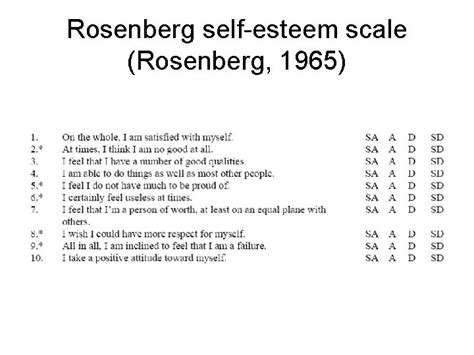 SelfEsteem Rosenberg selfesteem scale Rosenberg 1965 Development Young