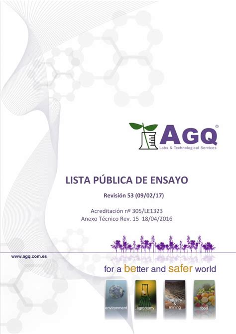 Pdf Lista P Blica De Ensayo Laboratorios Agq Labs