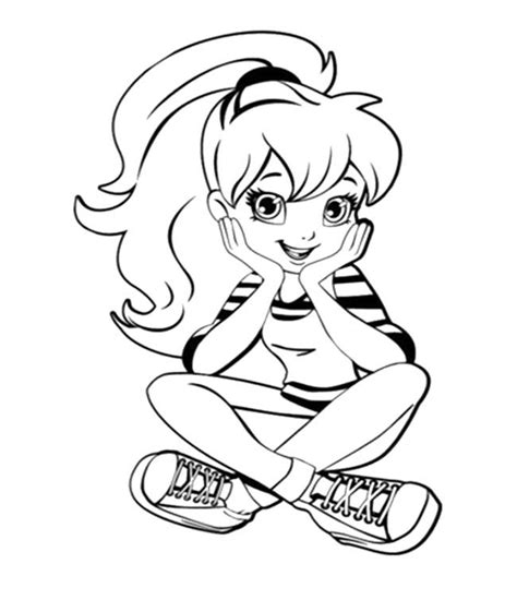 Polly Pocket Lady Was Sitting Relaxed Coloring Page Dibujos Bonitos