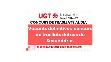 UGT INFORMA Concurs 2022 2023 Relació de vacants definitives en el