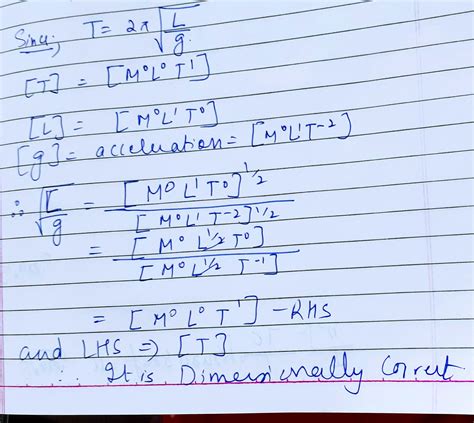 The Period Of A Simple Pendulum Is Given By T 2pi Sqrt Frac L G