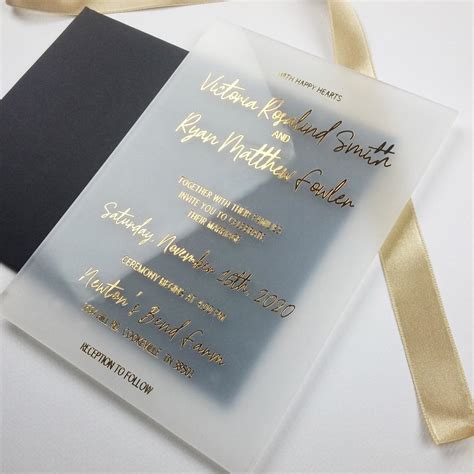 Frosted Acrylic Invitation Opal Acrylic Invitation Gold Foil Etsy