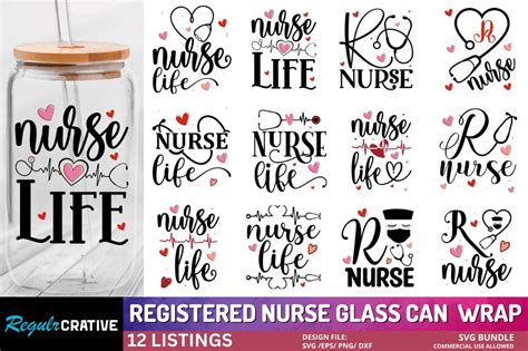 Registered Nurse Glass Can Wrap Bundle So Fontsy