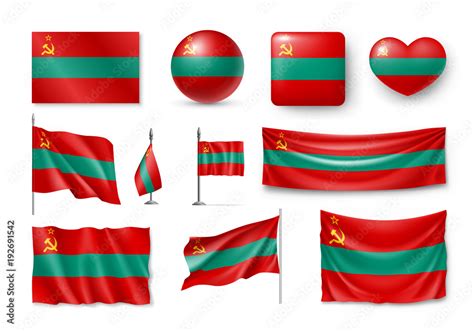 Set Transnistria Flags Banners Banners Symbols Relistic Icon