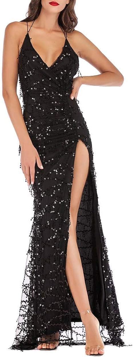 Amazon Henwerd Sequin Dress For Women Sexy V Neck Spaghetti Strap