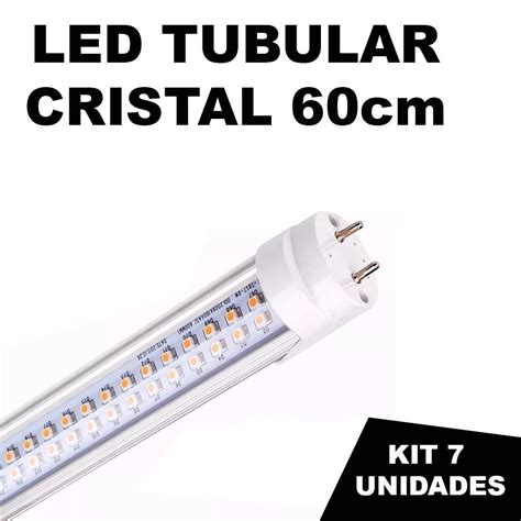 Kit 7 Lâmpada Tubular Led Cristal Bivolt 60cm Branco Frio 6000k 10w A