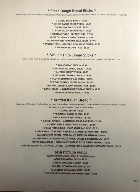 Menu at Ice House Pizzeria & Grille, Conneaut Lake