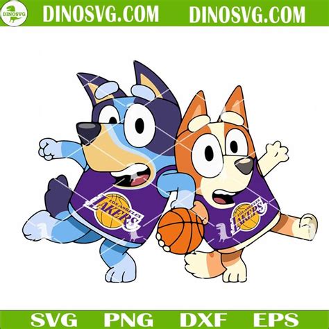 Bluey And Bingo Los Angeles Lakers SVG Bluey Lakers Basketball SVG