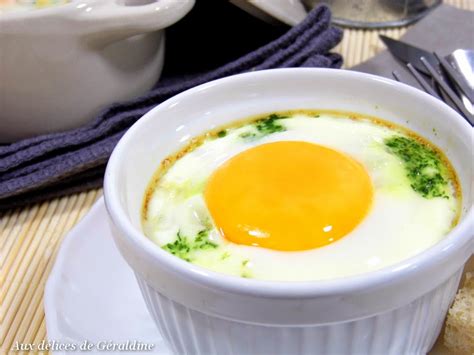 Aux délices de Géraldine Oeuf cocotte aux épinards et au chèvre