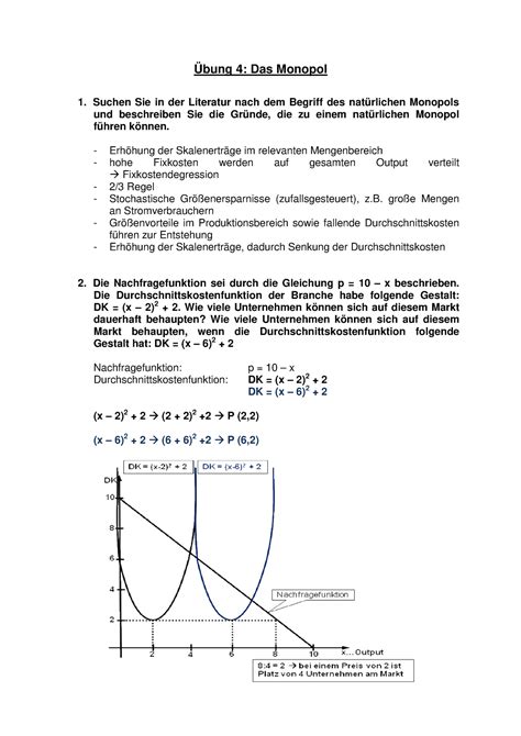 VWL Übung 4 Lösung Sommersemester Übung 4 Das Monopol 1 Suchen