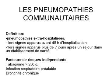 PPT LES PNEUMOPATHIES COMMUNAUTAIRES PowerPoint Presentation Free