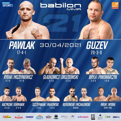 Babilon Mma Pawlak Vs Guzev Graficzny Fightcard Gali Mymma Pl