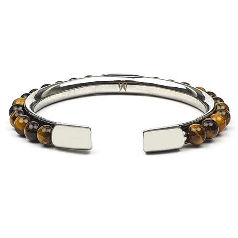 Me1447 Brown Tiger Eye Stone With Stainless Steel Bracelet Mecal