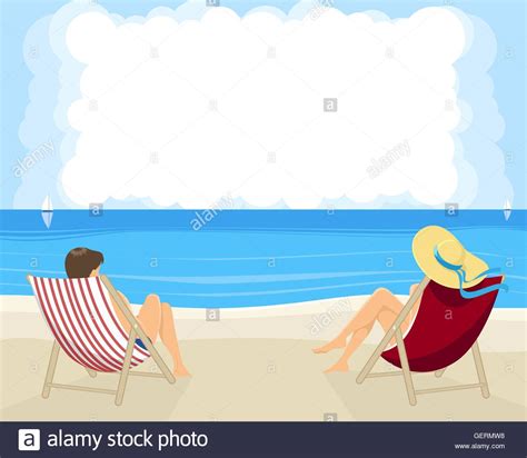 Vector Illustration Of A Couple On The Beach Stock Vector Image Art