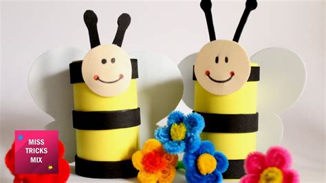 DIY How To Make A Bee Using Toilet Paper Roll Spring Crafts YouTube