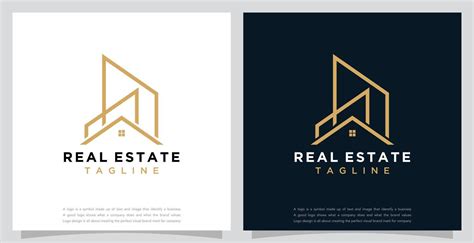 Real Estate Logo Design Template With A Line Shape Design Vector