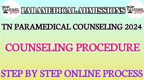 TN PARAMEDICAL COUNSELING 2024 COUNSELING PROCEDURE BPHARM BSC