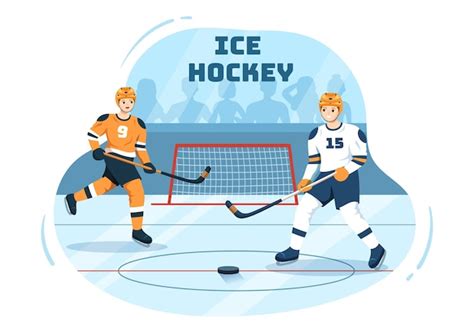 Premium Vector Ice Hockey Player Sport With Puck And Skates In Ice