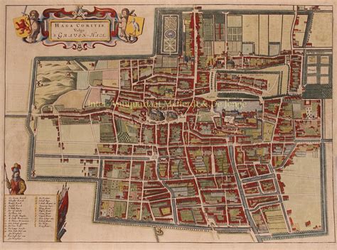 Old Antique Map The Hague Original 17th Century Engraving