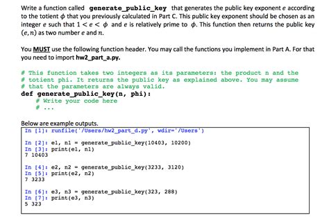 Solved Write A Function Called Generate Public Key That Chegg