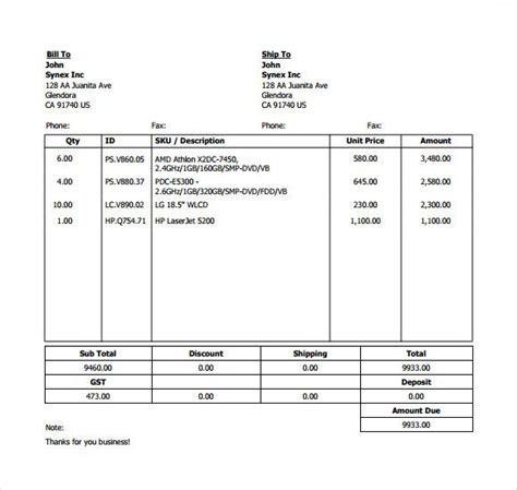 Billing Invoice Templates 18 Free Printable Xlsx Docs Format Hot Sex Picture