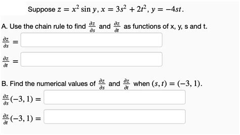 Answered Suppose Z X² Sin Y X 3s² 2t² Y Bartleby