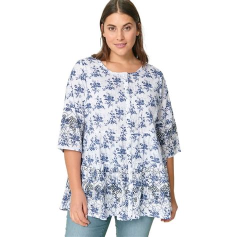 Ellos Ellos Women S Plus Size Tiered Floral 3 4 Sleeve Tunic Tunic