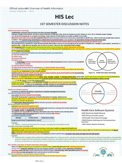 Official Lecture#4 - Overview of Health Informatics | PDF | Electronic ...