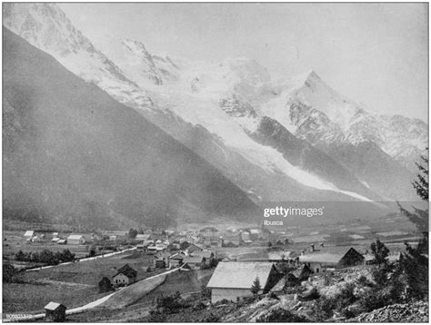 Antique Photograph Of Worlds Famous Sites Chamounix And Mont Blanc High