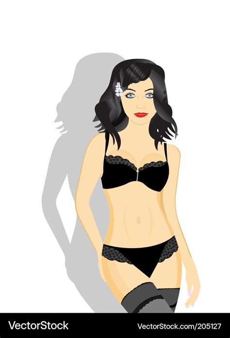 Sexy Girl In Black Lingerie Royalty Free Vector Image