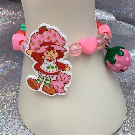 80 S Strawberry Shortcake Bell Charm Bracelet Depop