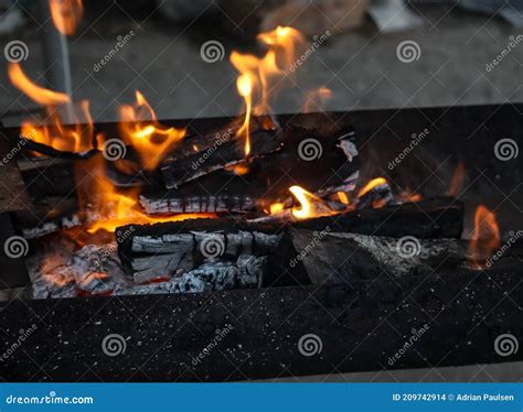 Fire For A Traditional South African Braai Stock Photo Image Of Heat