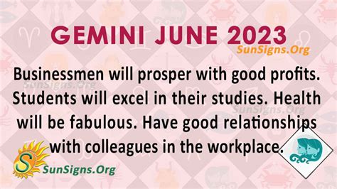 Gemini June 2023 Monthly Horoscope Predictions Sunsigns Org