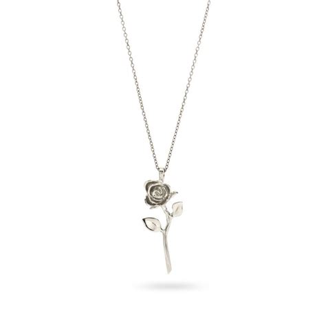 Devotion - Rose Necklace In Sterling Silver, Silver Rose Necklace, Rose ...