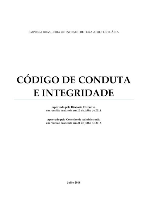 Pdf C Digo De Conduta E Integridade Infraero Brasil