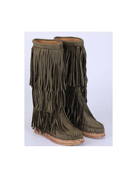 Bottes Franges Minnetonka Vert