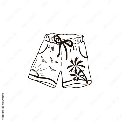 Hand drawn swim shorts. Beach accessory icon in sketch style. Stock Vector | Adobe Stock