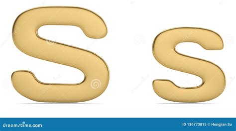 Letter S From Gold Solid Alphabet Isolated On White Background 3D